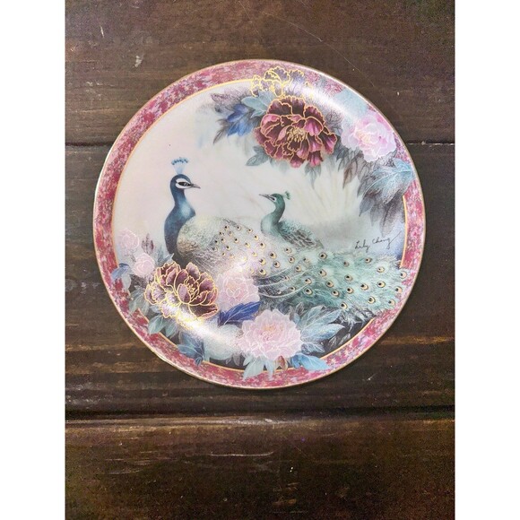 Collectors Plate "Serenity" by Lily Chang Gardens of Paradise Peacock 8.25" - Picture 3 of 4